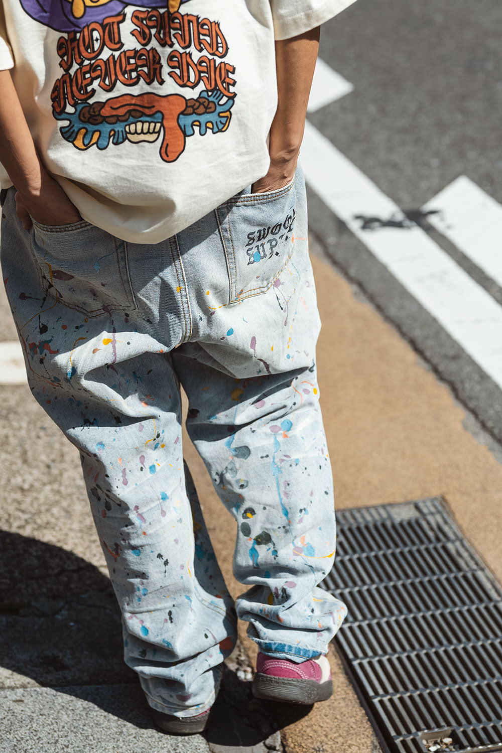 share spirit peace パンツ スキニー 落書きペイント LAYBACK PANTS
