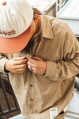 "MUG WASHER PINSTRIPE" RELAX-FIT L/S SHIRT