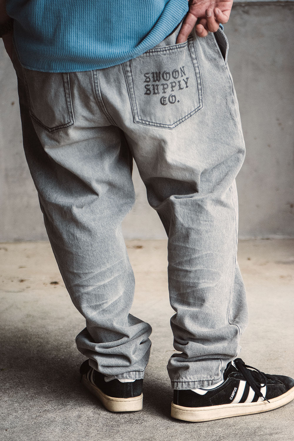 SWOON SUPPLY LAYBACK PANTSエイジドデニムイージーパンツ LAYBACK PANTS